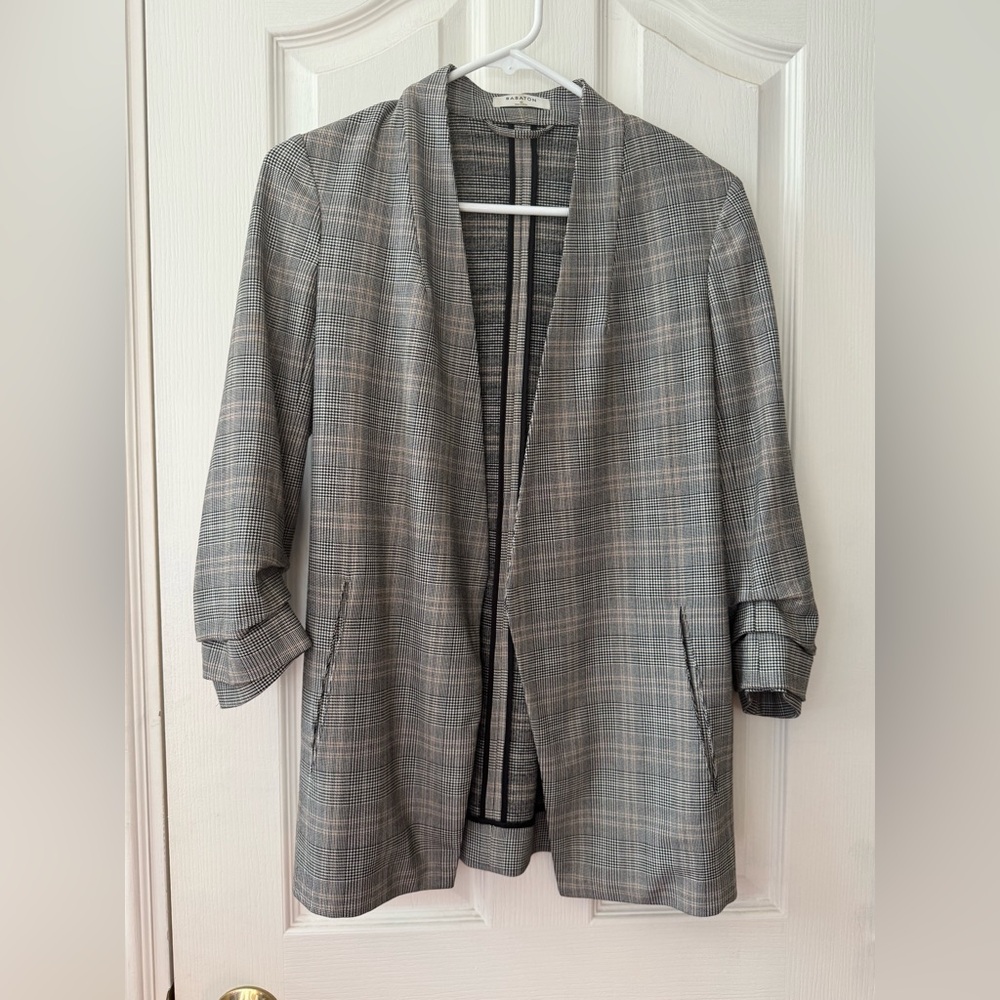 Aritzia Babaton Checkered Plaid Jacket Blazer 3/4 Sleeves Size 0